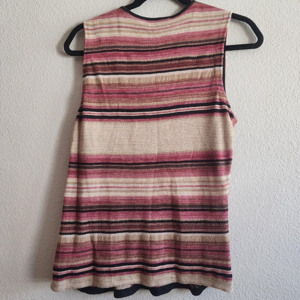 Lauren Ralph Lauren Top Womens Medium Linen Sleeveless Striped Boho Tank - Picture 7 of 9
